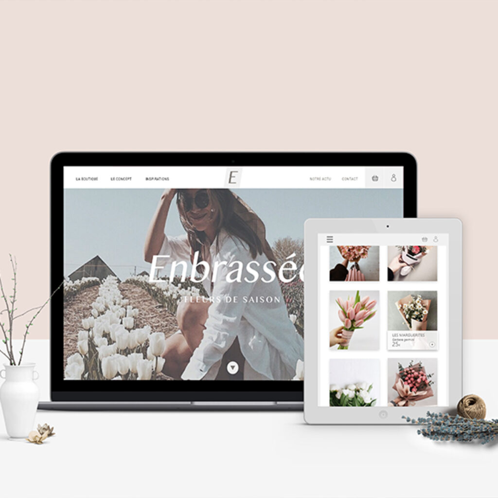 Mockup du site Enbrassé, site internet pour une fleuriste